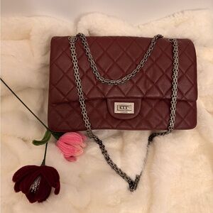 CHANEL Burgundy Quilted Shoulder Bag
